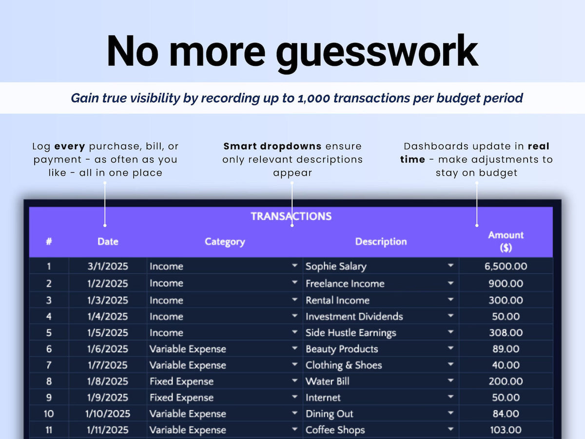 Monthly Budget For Google Sheet & Excel Spreadsheet